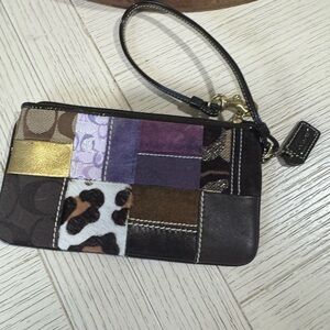 Coach Brown and Purple Clutch Wristlet